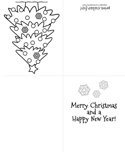 christmas tree greeting card coloring page print color fun