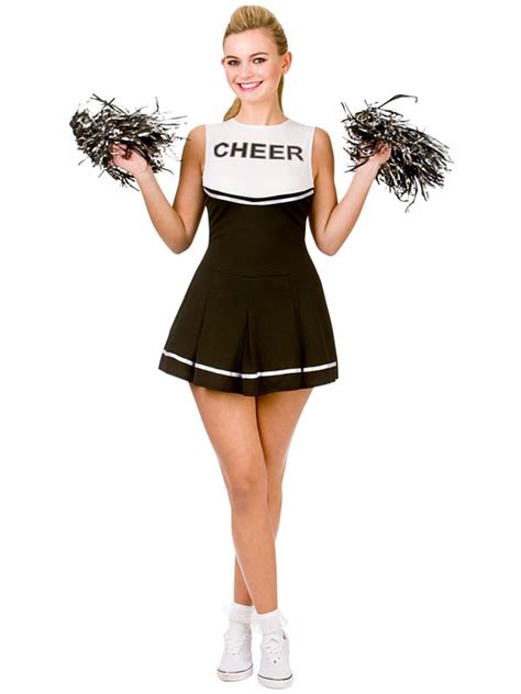 Adult High School Musical Cheerleader Fancy Dress Black White Costume