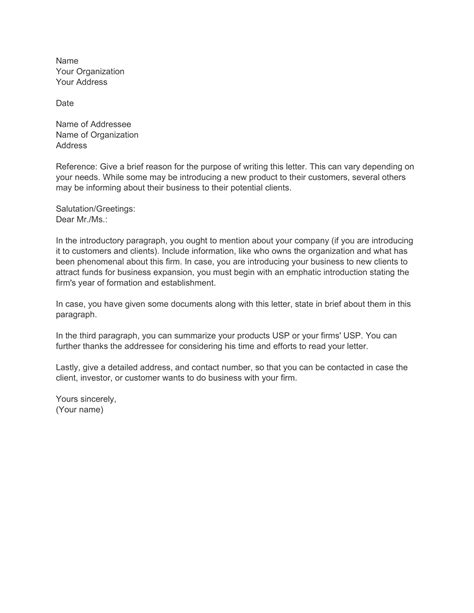 printable business introduction letter templates word