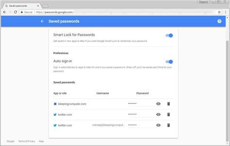 google chrome browser password management feature dignited