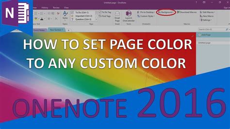 set page color   custom color  onenote