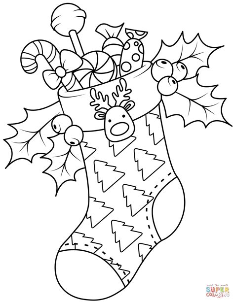 christmas stocking coloring page  printable coloring pages