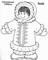 Eskimo Inuit Coloring Preschool Children Pages Coloriage Dessin Winter International Theme Sheets Hiver Animaux Squish Norte Polo Maternelle Eskimos Nord sketch template