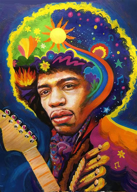 Jimi Hendrix Psychedelic Painting By Robert Korhonen