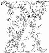 Coloring Pages Magic Alphabet Monograms Flowered Embroidery Letter Visit Flower Letters Monogram Lettering sketch template