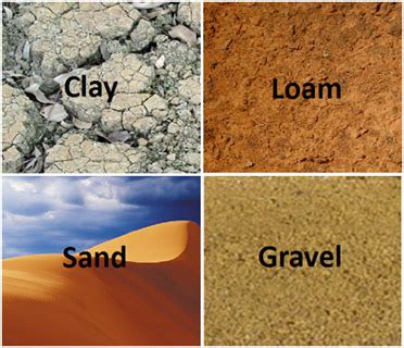 types  soil boulders gravel sand clay loam loess pea muck