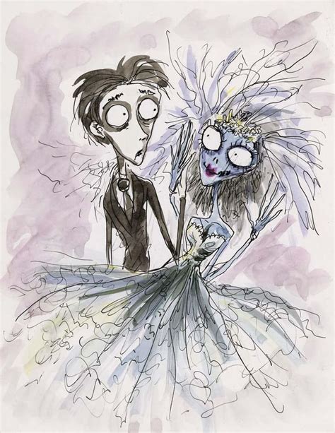 Tim Burton Original Concept Artwork Of Victor And Emily From Corpse