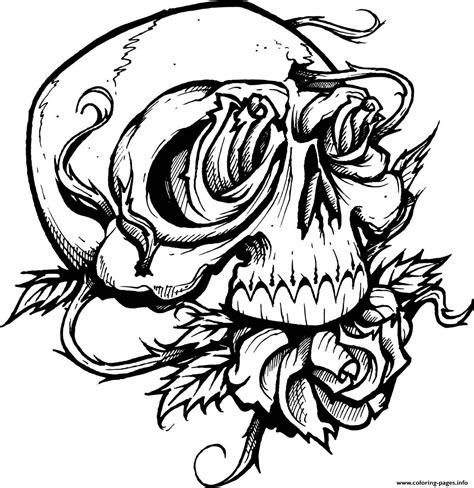 sugar skull  roses coloring page printable