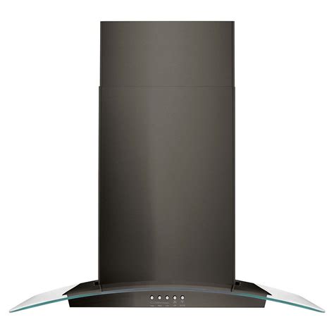 whirlpool   modern glass wall mount range hood  fingerprint resistant black stainl