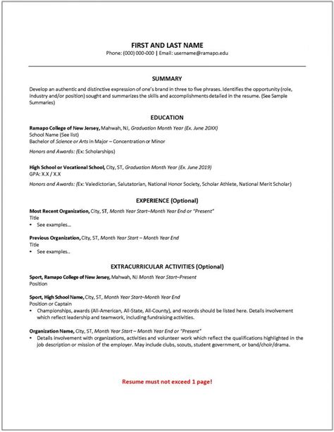 college freshman resume template template guru