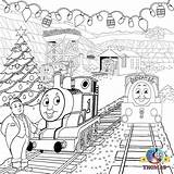 Coloring Pages Thomas Christmas Train Printable Friends Kids Winter Clipart Tank Engine Color Bill Ben Scenery Colouring Xmas Cartoon Happy sketch template