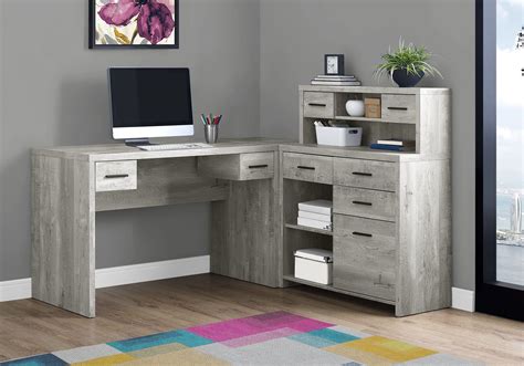 computer desk grey reclaimed wood lr facing corner