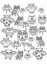 Doodle Coloring Owl Owls Pages Kids Simple Color Doodling Drawing Print Doodles Justcolor Children Animals Easy Composing Printable Style Drawings sketch template