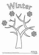 Winter Tree Colouring Pages Coloring Template Snow Trees Activityvillage sketch template