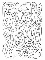 Swear Cuss Curse Profanity Sheets Mindfulness Adultcoloring Colorings Mandalas Couture sketch template