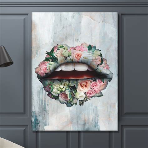bouquet lips lip artwork bedroom wall canvas ikonick ikonick