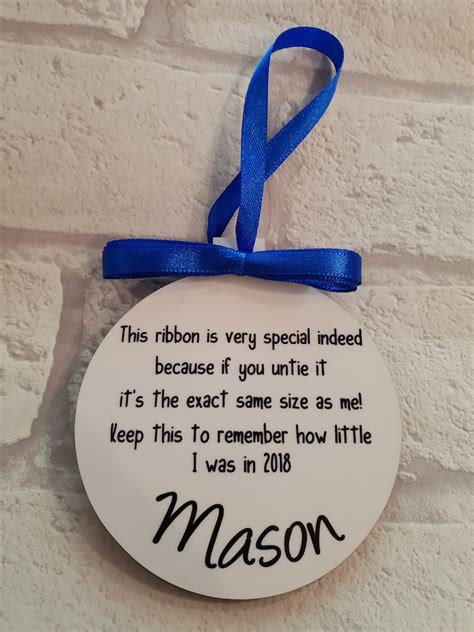 personalised height memory bauble keepsake gift ribbon etsy