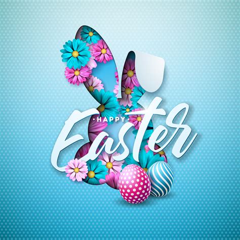 happy easter holiday design  painted egg spring flower  nice