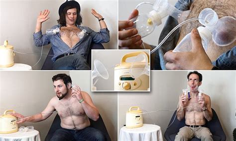 femail challenges three men to try out breast pumping