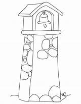 Bell Church Tower Coloring Pages Template Sketch sketch template
