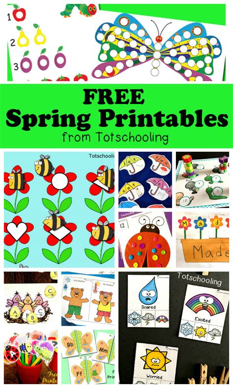 spring printables  kids totschooling toddler preschool