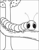 Caterpillar Coloring Cartoon Printable Kids Border sketch template