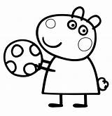 Peppa Coloring Pages Pig Visit sketch template