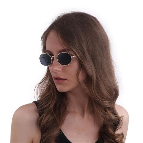 cute sexy retro oval sunglasses women famous brand small gold black