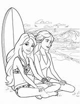 Mewarnai Surfer Printcolorcraft Pantai Gadis Surfing Getdrawings Pemandangan sketch template