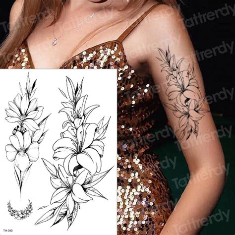 temporary tattoo black flower tattoo sleeves water transfer tatoo