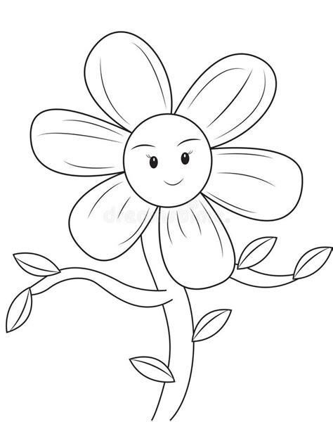smiling flower coloring page stock illustration image