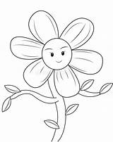 Flower Coloring Smiling Kids Illustration sketch template