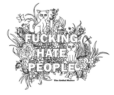 I Fucking Hate People Adult Coloring Page By The Artful Etsy