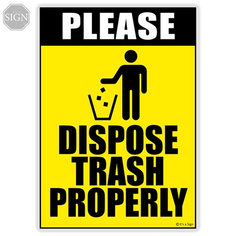 dispose trash properly sign laminated signage  size shopee