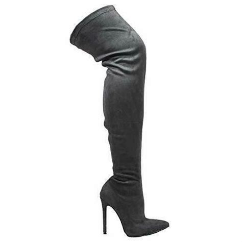 Liliana Gisele 7 Thigh High Stretchy Suede Fitted Pointy Stiletto Boot
