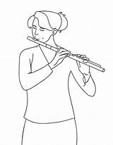 Flute Drawing Coloring Pages Cello Play Template Instruments Sketch Musical Getdrawings Outline sketch template