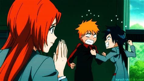 bleach animated anime bleach ichigo y orihime