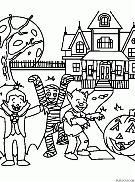 scary haunted house coloring page turkau