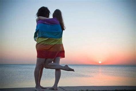 rainbow sunrise lesbian pride lesbian couple lesbian