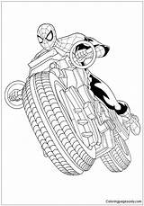 Spiderman Pages Coloring Motorcycle Kids Color Online Adults sketch template