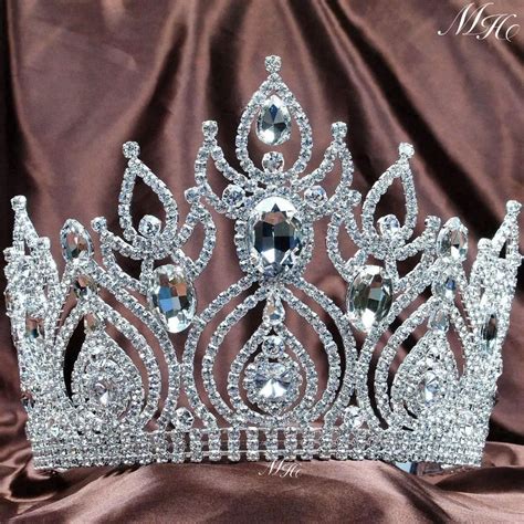 magnificent clear austrian rhinestone tiara large crystal crown wedding