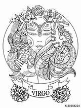 Coloring Virgo Zodiac Pages Sign Signs Adults Adult Astrology Colouring Color Printable Tattoo Book Sheets Fotolia Choose Board Getdrawings Getcolorings sketch template