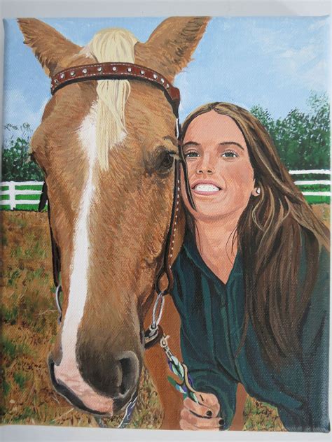 horse  rider portrait original oil painting      inches