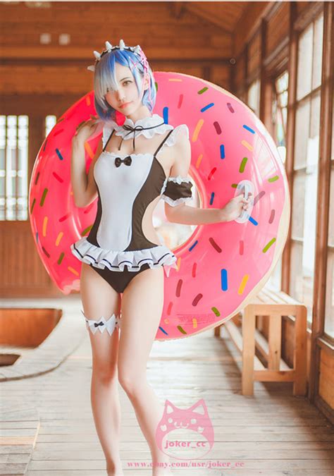 japanese anime re zero rem and ram cute maid swimwear