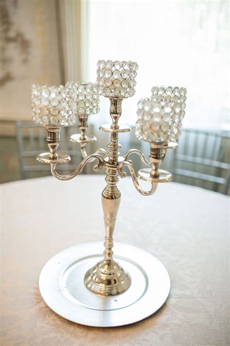 silver crystal candelabra centerpiece