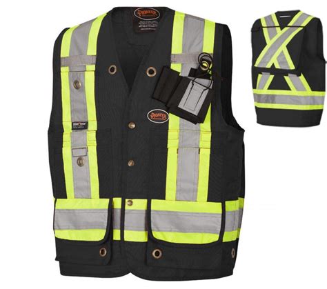 pioneer black  denier surveyors supervisors vest