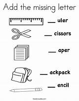 Coloring Missing Letter Add School Built California Usa Supplies sketch template