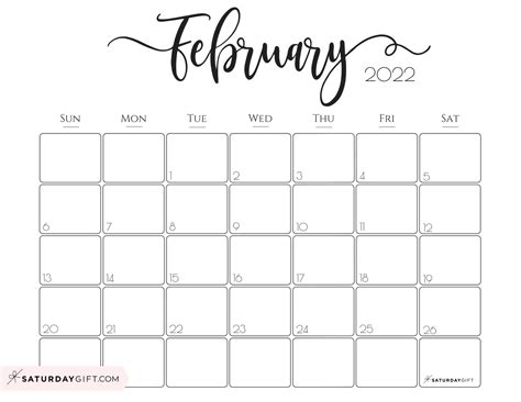 cute  printable february  calendar designs  saturdaygift
