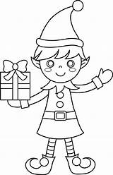 Coloring Christmas Elf Clip Cute Sweetclipart sketch template