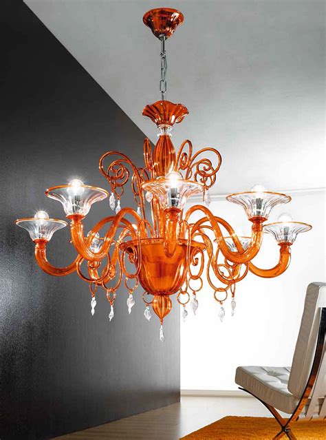 orange  clear murano glass chandelier mllk murano imports